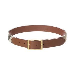 Burberry Check Canvas & Leather Belt, Brown
